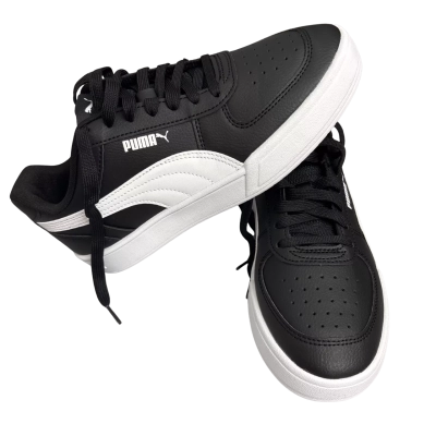 Puma Caven Jr Trainers | Black & White Sneakers | EU 38 | Boxed