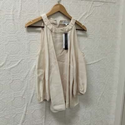 Veronika Maine Womens  Size 12 Cream Top NWT RRP $160 