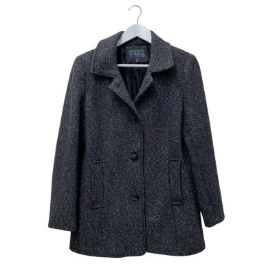 Sportscraft Womens Winter Coat Black  / Grey / White 40% Wool