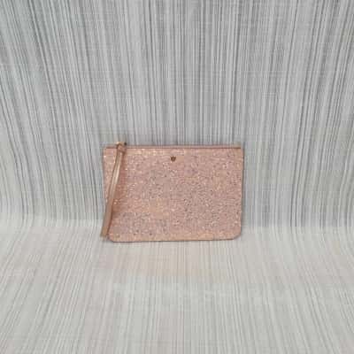 Mimco Gorgeous Pink Glitter & Rose Gold /Zip Top /Make-up /Travel /Weekender /Evening /Wristlet/ Bag