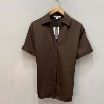 Preview Womens  Size 16 Short Sleeve Shirt Chocolate Brown 