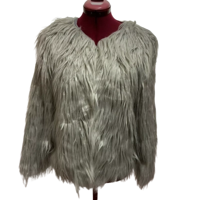South Of Queens Womens  Size XS Faux Fur Coat Cream / Grey 