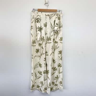 Ebby And I Cream Green Grace Long Pants Size 10 