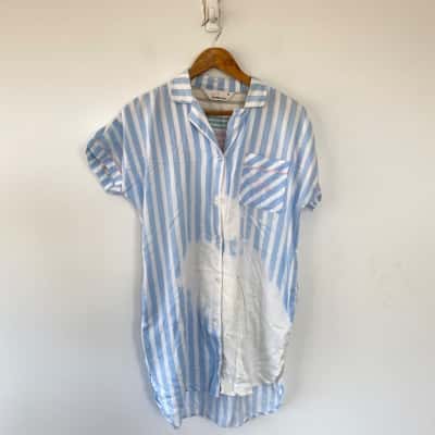 Peter Alexander Blue Striped Short SLeeve Button Up PJ Dress Size XS 