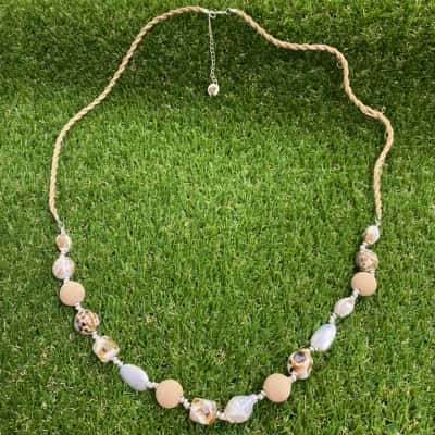 Womens Long Shell and Bead Necklace