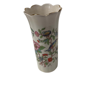 Aynsley English bone china vase floral birds