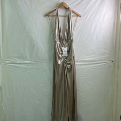 Zara Womens Size S Sleeveless Dress Silver BNWT