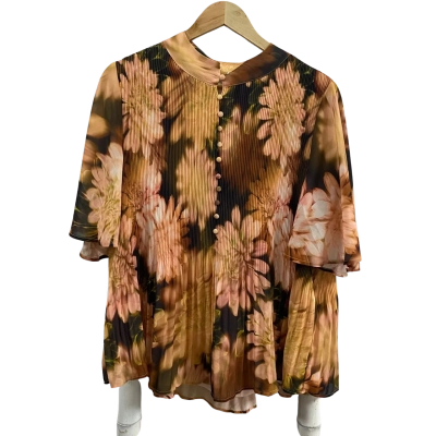 Sussan Womens  Size 16 Short Sleeve Button Up Blouse Floral 