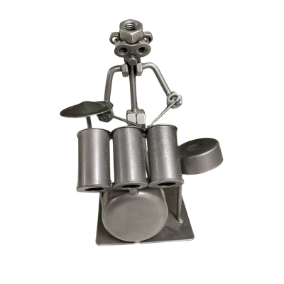 Handcrafted 17cm Metal Art Drummer
