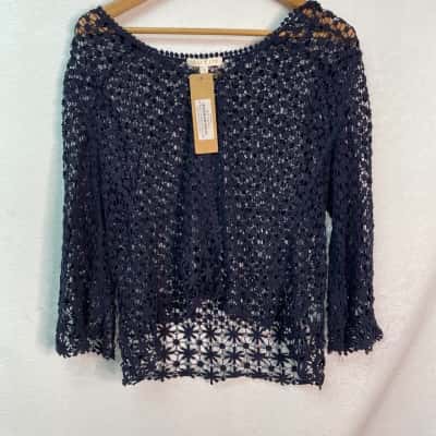Hailey lyn Womens  Size S 3/4 Sleeve Top Blue / Navy Blue 