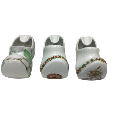 Three Vintage Porcelana Schmidt Porcelain Dutch Clog Ashtrays