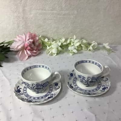 Johnson Bros Nordic White / Blue Pattern 2 x Cups & Saucers