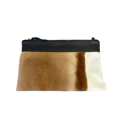 Mooi Womens Pony/Calf Hair Purse Black  / Brown 