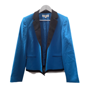 Tahari Arthur S. Levine "Rena" Open Front Blazer Jacket Blue Black Accent Size 12
