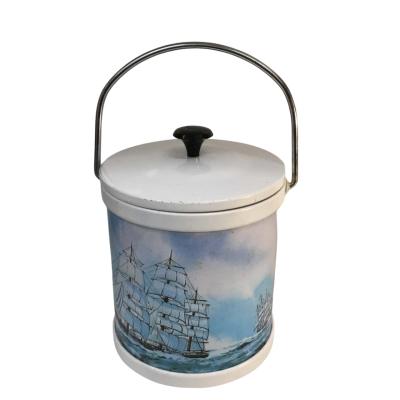 Vintage Ice Bucket Ship Pattern Made in Hong Kong