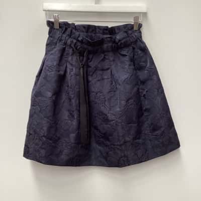 H&M Womens  Size 8 Midi Skirt Blue / Pattern 