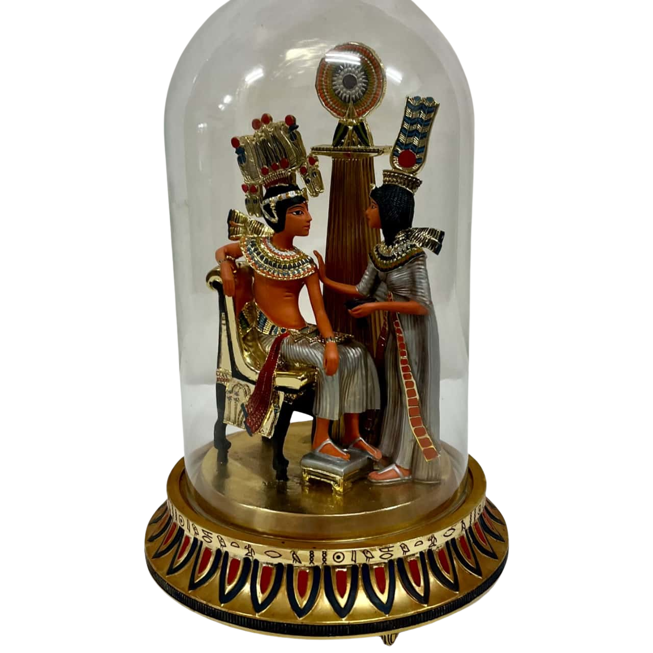 The Pharaoh and His Queen handpainted Limited Edition glass dome