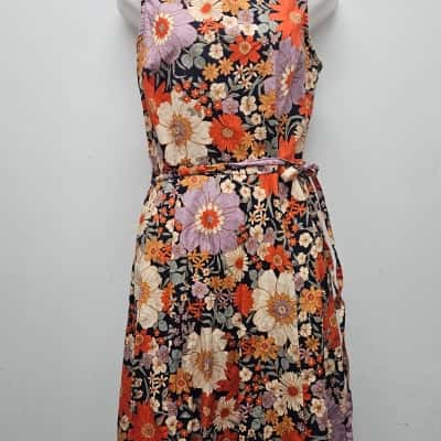 Princess Highway Womens  Size 8 Midi Dress Beige / Blue / Burnt Orange 