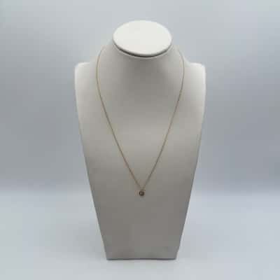 925 Golden Tone Blue & Clear Stone Pendant Necklace