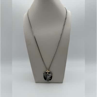 Silver & Gold Tone Archangel Michael Necklace 
