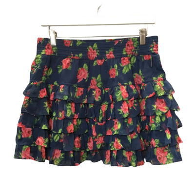 Abercrombie & Fitch Women's  Size L Navy Blue & Floral Mini Skirt 