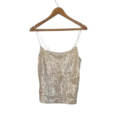 Seed Heritage Womens  Size 12 Cami  / Cropped Top / Party Top / Shoestring Strap Top Off White 
