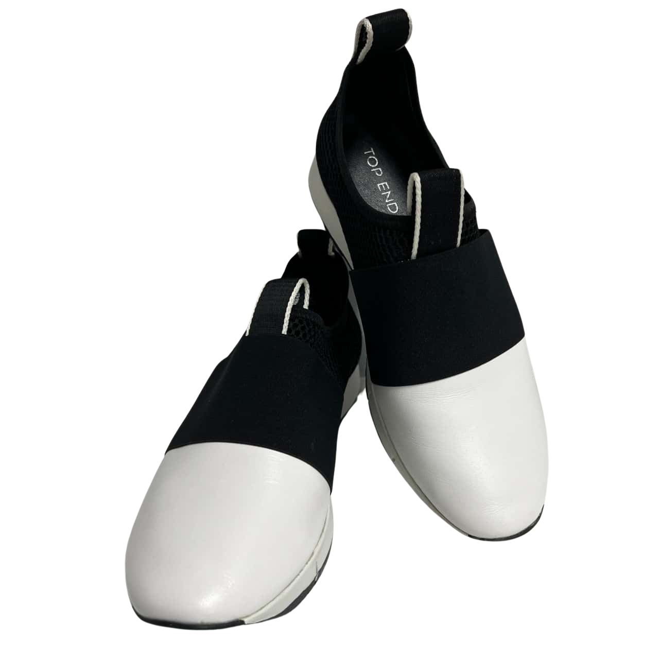 Top End Women's Size 39 Leather Slip On Sneaker Black/White in box(s)