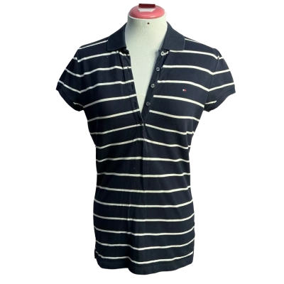 Tommy Hilfiger Womens  Size S Polo Shirt Navy Blue / Striped 