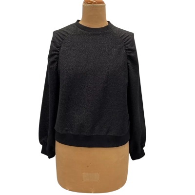 Womens Mads Norgaard Black Lurex "Elavated" Sweatshirt Size 14
