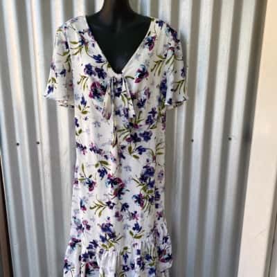 Liz Jordan Short Sleeve Frill Hem Dress Size 18 