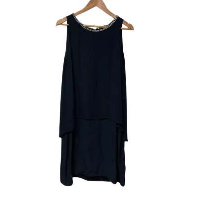 BNWT Sussan Womens Size 12 Black Dress with silver chain neckline
