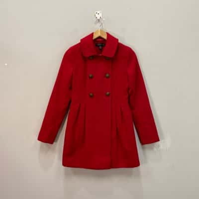 Forever New Womens  Size 6 Double Breasted Winter Coat Red 