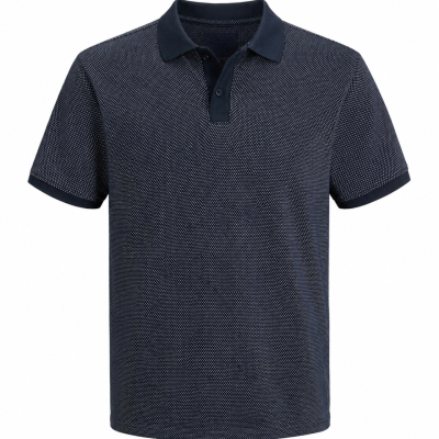 Denim & Flower Ricky Singh Men’s Navy Textured Polo Shirt – Size M