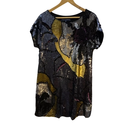 French Connection Womens  Size 10 Mini Dress Black  / Gold / Purple 