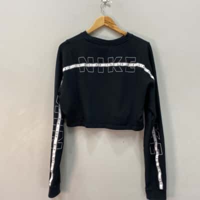 Nike Womens **(Back is shown). Size M Cropped Jumper Black  / White 