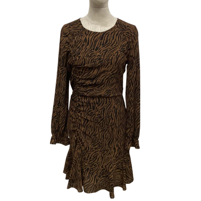 Seed Heritage Womens  Size 8 Long Sleeve Dress Animal print / Black  / Brown 