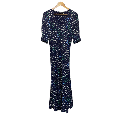 Cable Melbourne Womens  Size M Maxi Dress Navy Blue / Pattern 