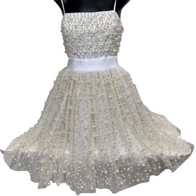 Akira Womens  Size M / S Cocktail Dress / Party Dress / Shoestring Strap Dress Off White / Pearl 