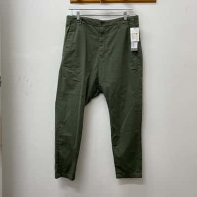 HOPE Mens Size 40 Low Rise Khaki Green Trousers