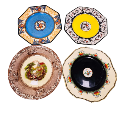 4 pcs Rare  Vintage Wedgwood & Co. "Cardinal" Octagonal Plate – Art Deco 1930s 