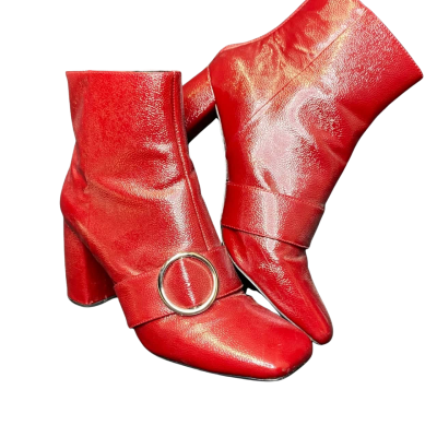 Skin Footwear Womens Size 41 Red Leather Heel Boots 