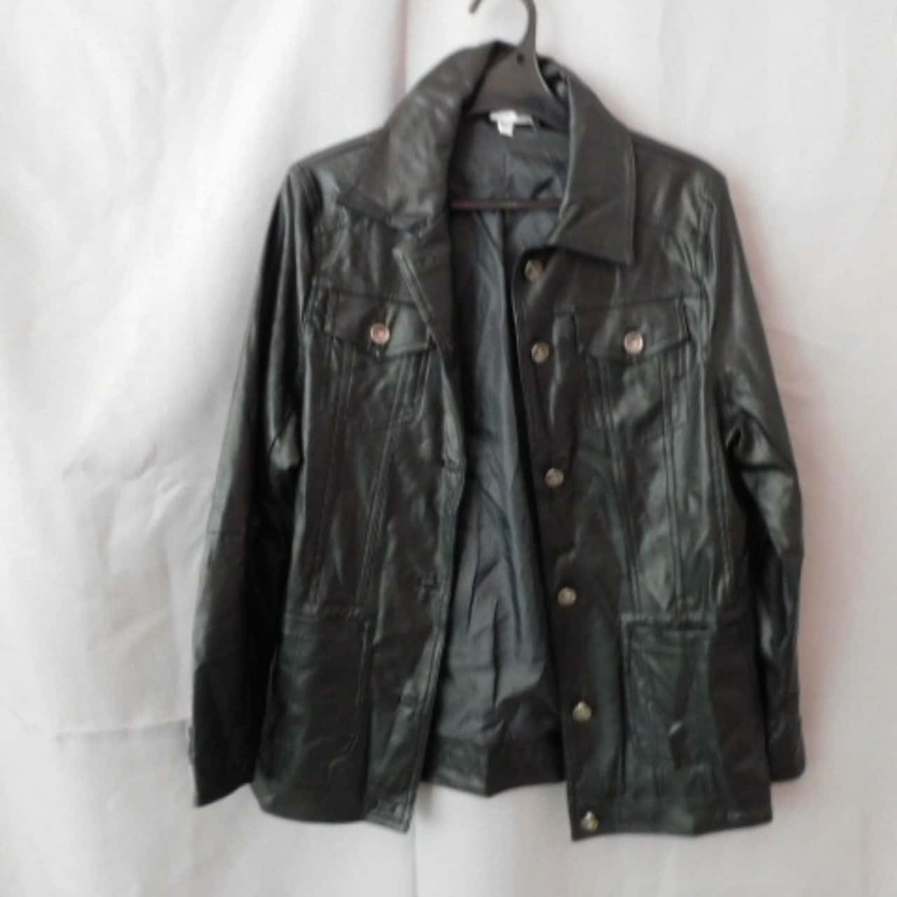 xs black leather jacket