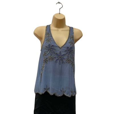 Lipsy London   Size 8 Cornflower Sequins Sleeveless Top Blue 