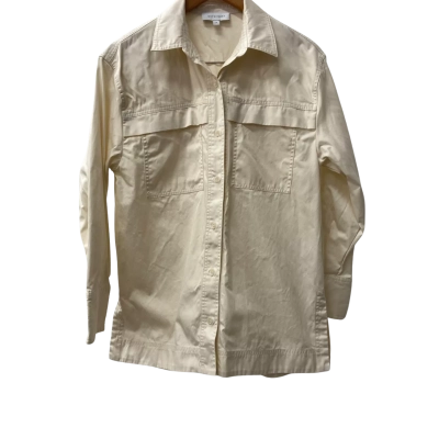 Witchery Organic Cotton Pocket Detail Shirt in Cream Size 8