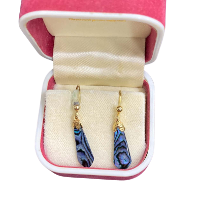 Gold plated Paua shell Womens Earrings 3.5cm drop