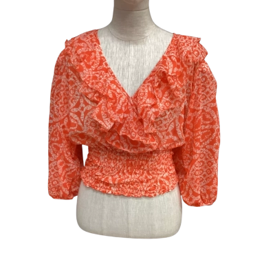  Miss. Brown  Size S 3/4 Sleeve Top Orange 
