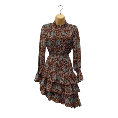  Bagira The Label   Size 6 / XS Halter Neck Dress Brown / Floral 