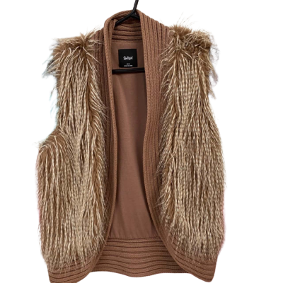 Womens Sportsgirl Feather & Knit Open Look Vest Taupe/Brown Size XS S