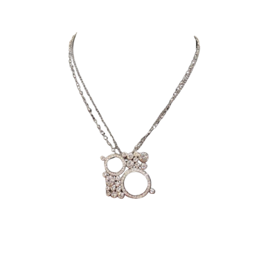 Bubbles and Bling Necklace Silvertone