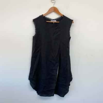 LJC Designs Black Sleeveless Linen Top  Size M 